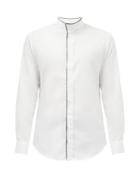 Matchesfashion.com Giorgio Armani - Piped-placket Cotton-twill Shirt - Mens - White