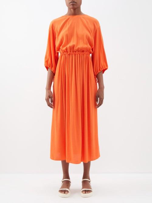 Three Graces London - Shelby Gathered Belted Dress - Womens - Mid Red
