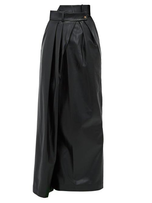 Matchesfashion.com A.w.a.k.e. Mode - Pirt Asymmetric Faux Leather Skirt - Womens - Black