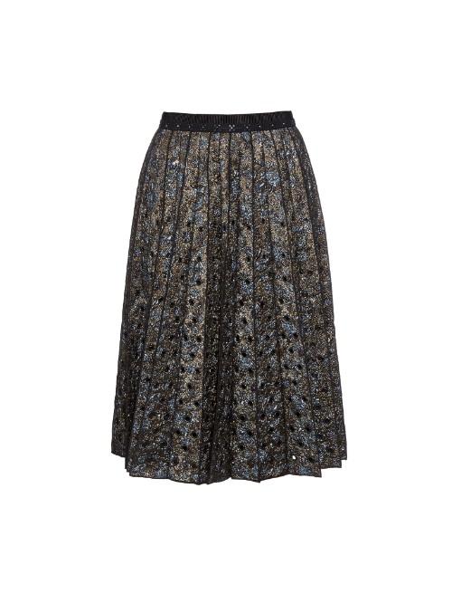 Marc Jacobs Metallic Floral-brocade Pleated Skirt