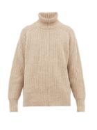 Matchesfashion.com Ami - Roll Neck Ribbed Wool Sweater - Mens - Beige