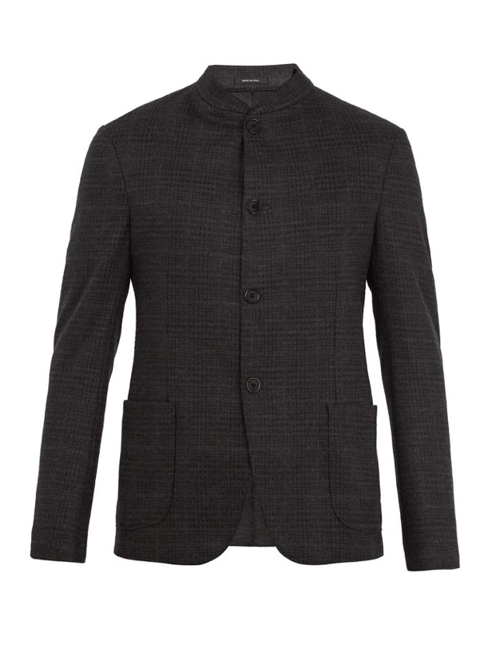 Giorgio Armani Single-breasted Checked Wool Blazer