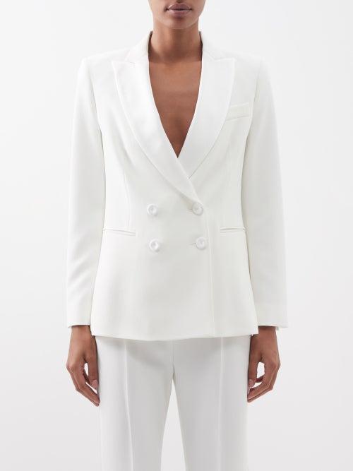 Max Mara - Double-breasted Cady Suit Jacket - Womens - White