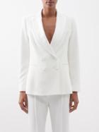 Max Mara - Double-breasted Cady Suit Jacket - Womens - White