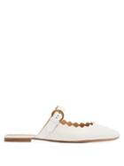 Matchesfashion.com Chlo - Lauren Scallop Edge Leather Backless Loafers - Womens - White