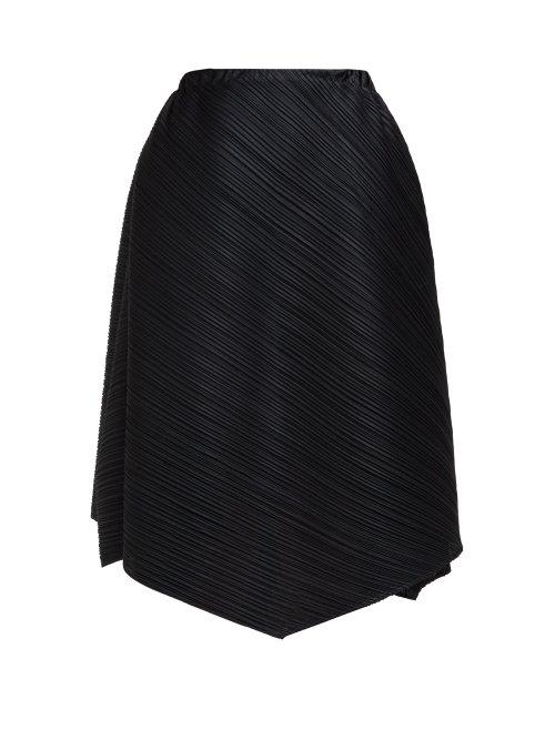 Matchesfashion.com Pleats Please Issey Miyake - Pleated High Rise Draped Midi Skirt - Womens - Black