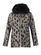 Moncler Gamme Rouge Camo-jacquard Fur-trim Down Coat