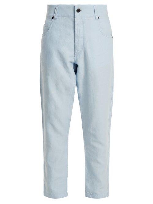 Matchesfashion.com Haider Ackermann - Dropped Crotch Tapered Trousers - Womens - Light Blue