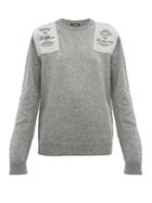 Matchesfashion.com Raf Simons - Embroidered Shoulder Patch Wool Sweater - Womens - Grey