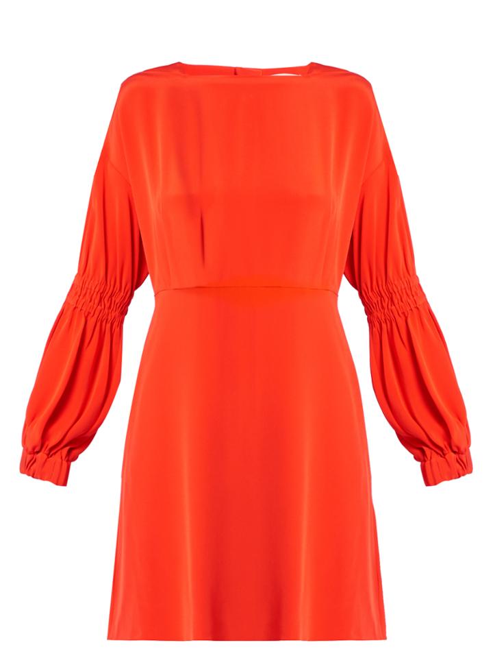 Tibi Balloon-sleeved Silk-crepe Dress