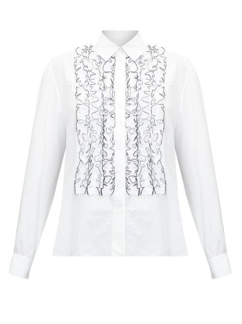 Matchesfashion.com Alexandre Vauthier - Ruffled Cotton-poplin Shirt - Womens - White