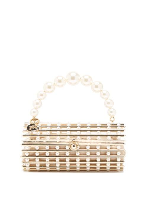 Matchesfashion.com Rosantica By Michela Panero - Medea Faux Pearl Caged Clutch Bag - Womens - Gold Multi