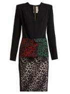 Matchesfashion.com Roland Mouret - Jalore Leopard Print Cady Dress - Womens - Black Multi
