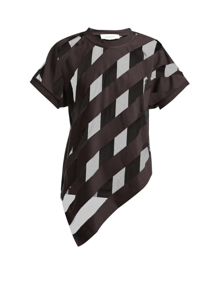 Marques'almeida Asymmetric-hem Striped Devor Cotton-blend Top