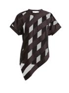 Marques'almeida Asymmetric-hem Striped Devor Cotton-blend Top