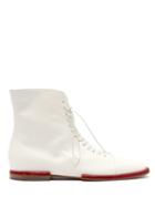 Matchesfashion.com Gabriela Hearst - Samos Lace Up Leather Ankle Boots - Womens - White
