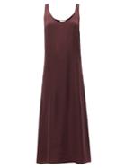 Raey - Babylock-edged Cupro Midi Slip Dress - Womens - Burgundy