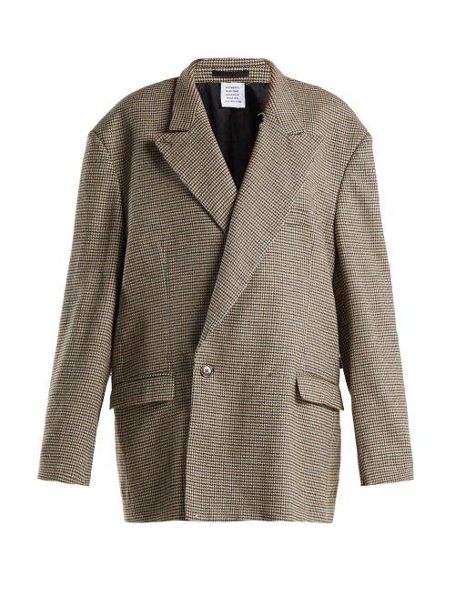 Matchesfashion.com Vetements - Oversized Double Breasted Tweed Blazer - Womens - Brown Multi