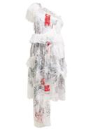 Matchesfashion.com Preen By Thornton Bregazzi - Giselle Asymmetric Embroidered Tulle Dress - Womens - White Multi