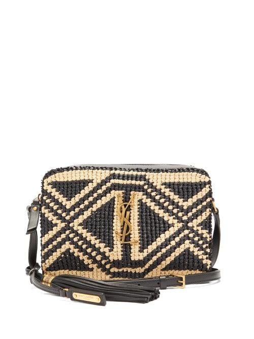 Matchesfashion.com Saint Laurent - Lou Macram Raffia Cross Body Bag - Womens - Black White