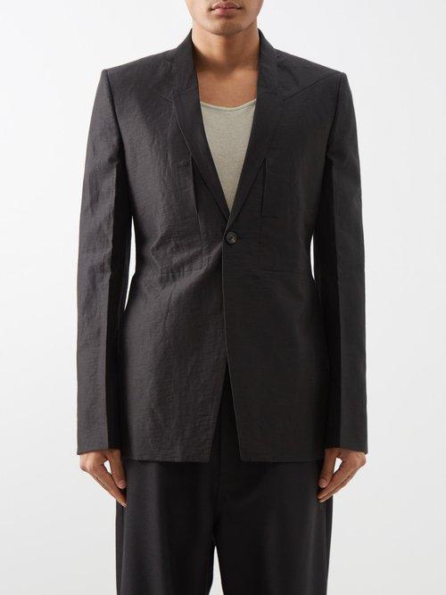 Rick Owens - Fogpocket Single-breasted Linen-blend Blazer - Mens - Black