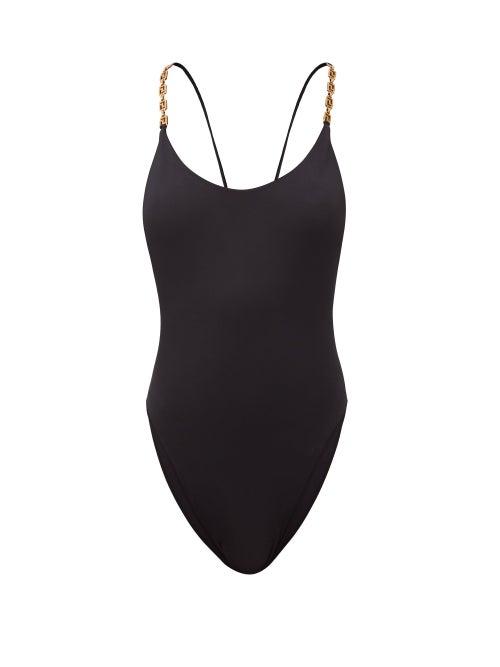 Matchesfashion.com Versace - Greca-chain High-cut Swimsuit - Womens - Black