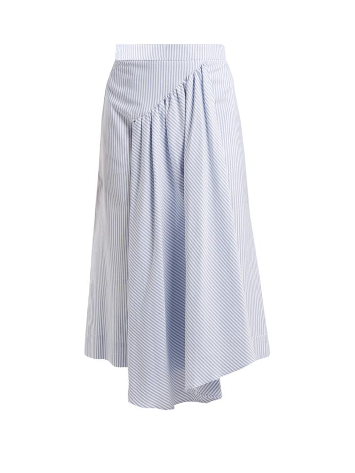Simone Rocha Pleat-front Striped Cotton Midi Skirt