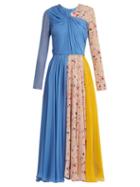 Matchesfashion.com Carolina Herrera - V Neck Terazzo Print Silk Dress - Womens - Blue Multi