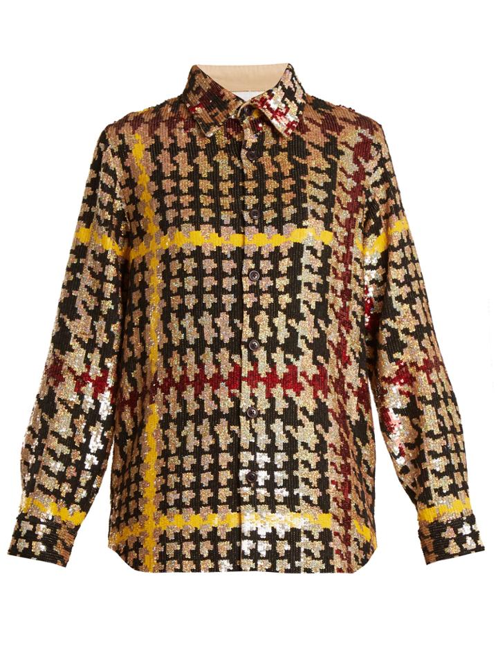Ashish Button-down Hound's-tooth Sequin-embellished Shirt