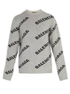 Matchesfashion.com Balenciaga - Logo Intarsia Knit Sweater - Mens - Grey