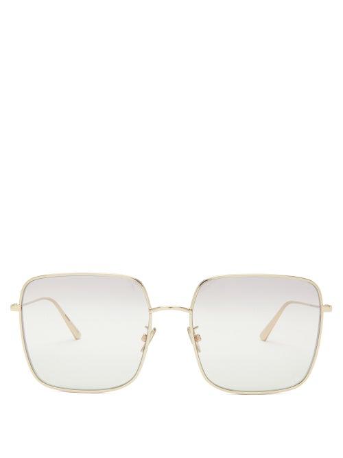Matchesfashion.com Dior - Diorstellaire Square Metal Sunglasses - Womens - Pink