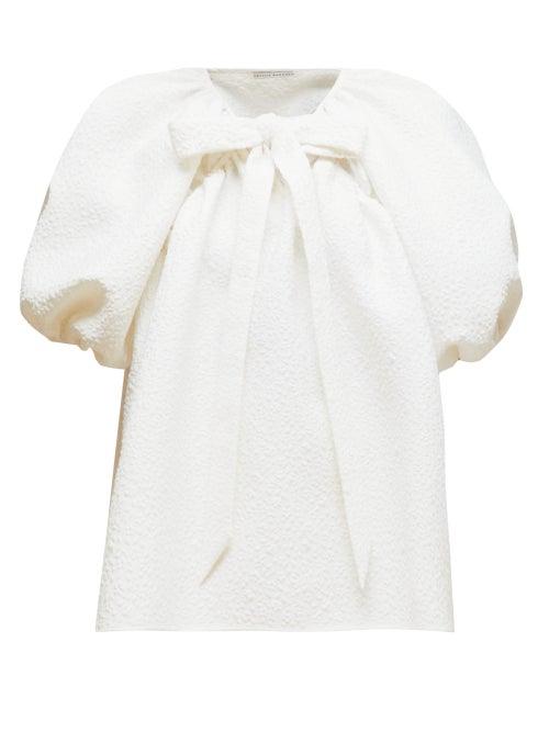 Matchesfashion.com Cecilie Bahnsen - Trille Tie Neck Top - Womens - Ivory