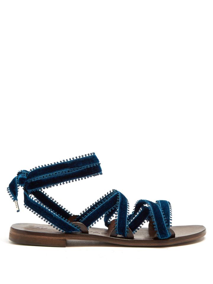 Álvaro Arpia Wraparound Velvet Sandals