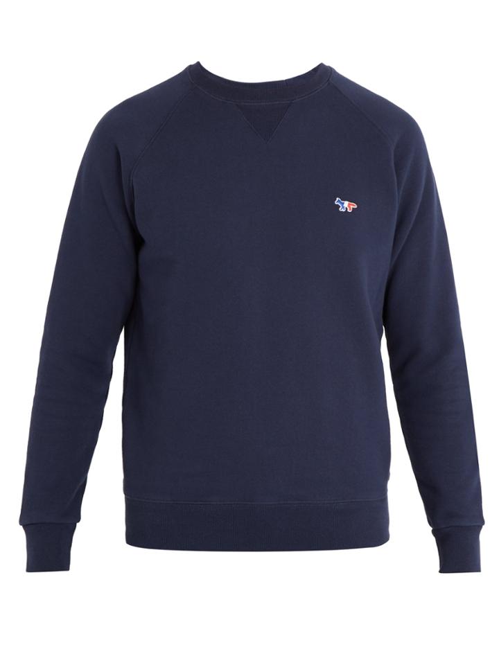 Maison Kitsuné Crew-neck Fox-appliqu Cotton Sweatshirt