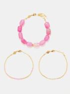 Anni Lu - Set Of Three Pink Lake 18kt Gold-plated Bracelets - Womens - Pink Multi