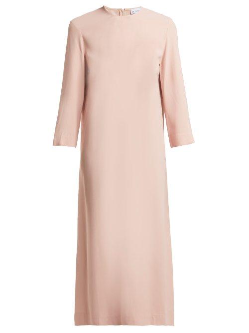Matchesfashion.com Raey - Bracelet Sleeve Crepe Midi Dress - Womens - Pink