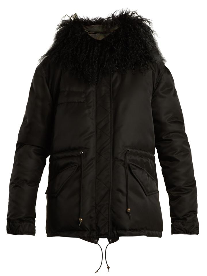 Mr & Mrs Italy Mongolian Fur-lined Padded Field Jacket