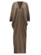 Matchesfashion.com Thea - The Selene Dolman-sleeve Silk Maxi Dress - Womens - Dark Green