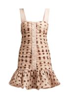 Matchesfashion.com Zimmermann - Corsage Polka Dot Linen Blend Mini Dress - Womens - Light Pink