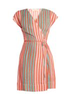 Diane Von Furstenberg Striped Linen-blend Wrap Dress