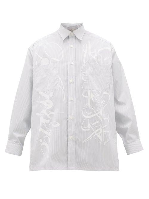 Matchesfashion.com Givenchy - Scribble-print Striped Cotton Shirt - Mens - Blue White
