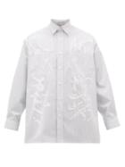 Matchesfashion.com Givenchy - Scribble-print Striped Cotton Shirt - Mens - Blue White