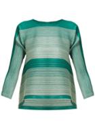 Matchesfashion.com Pleats Please Issey Miyake - Log Bounce Striped Tech Pleated Tunic Top - Womens - Green