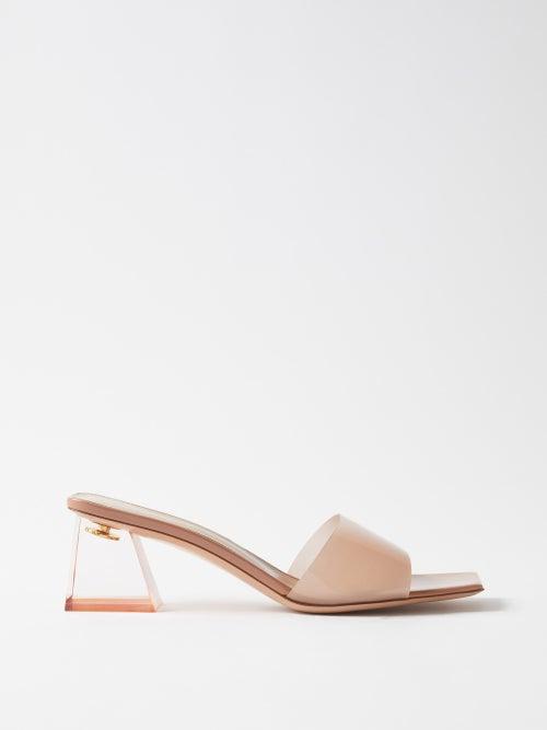 Gianvito Rossi - Cosmic 55 Perspex-heel Pvc And Leather Mules - Womens - Nude