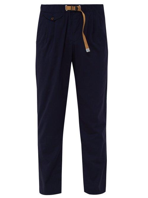 Matchesfashion.com White Sand - Tokyo Belted Crepe Trousers - Mens - Navy