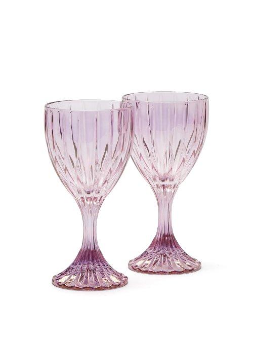 Matchesfashion.com Luisa Beccaria - Set Of Two Wine Glasses - Purple