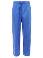Matchesfashion.com Tekla - Drawstring-waist Organic-cotton Pyjama Trousers - Mens - Blue