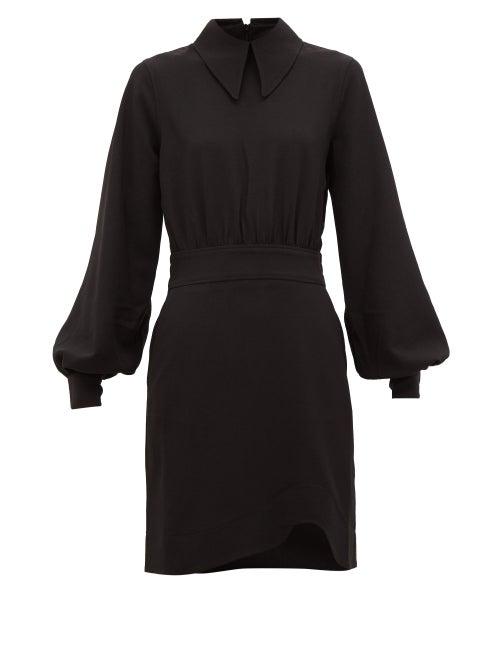Matchesfashion.com Ganni - Balloon-sleeve Crepe Dress - Womens - Black