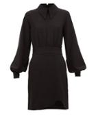 Matchesfashion.com Ganni - Balloon-sleeve Crepe Dress - Womens - Black