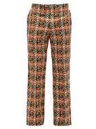 Matchesfashion.com Gucci - G-check Printed Cotton-canvas Trousers - Mens - Orange Multi